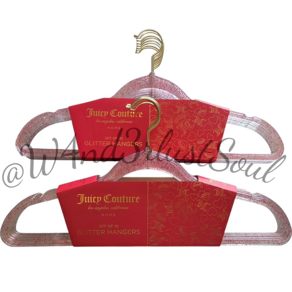 Juicy Couture Pink Gold Glitter Hangers Two Sets (20 Hangers Total) NWT